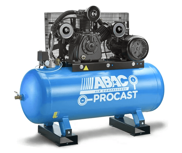 ABAC AIR COMPRESSOR, BELT DRIVE STATIONARY 3 PHASE, 10HP, 270LTR, FAD 1250 L/MIN