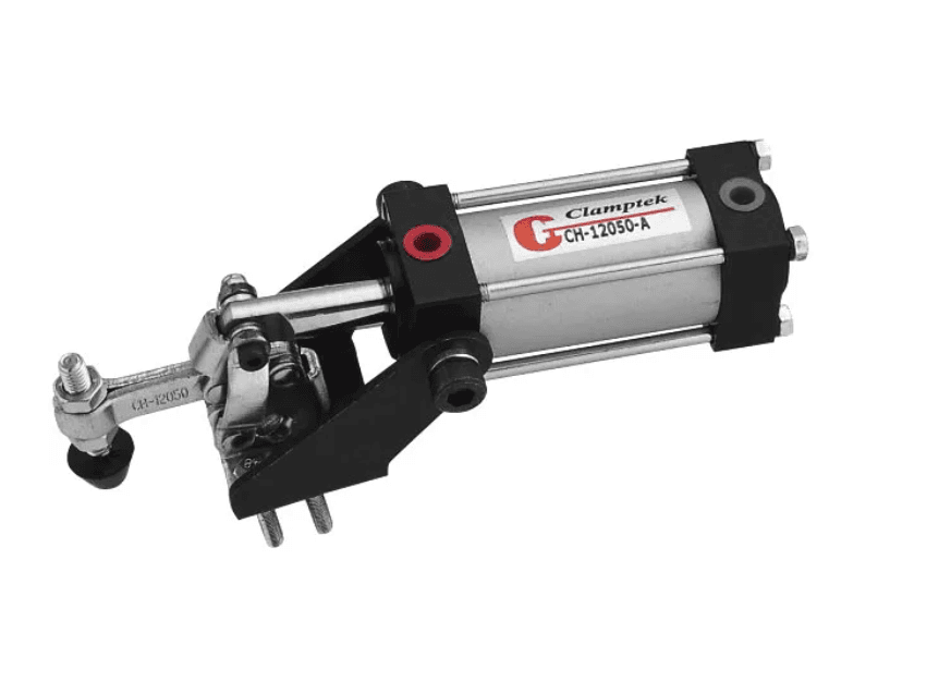PNEUMATIC TOGGLE CLAMP, FLANGED BASE, 91KG CAP, 35MM REACH