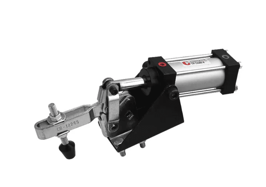 PNEUMATIC TOGGLE CLAMP, FLANGED BASE, 340KG CAP, 92MM REACH