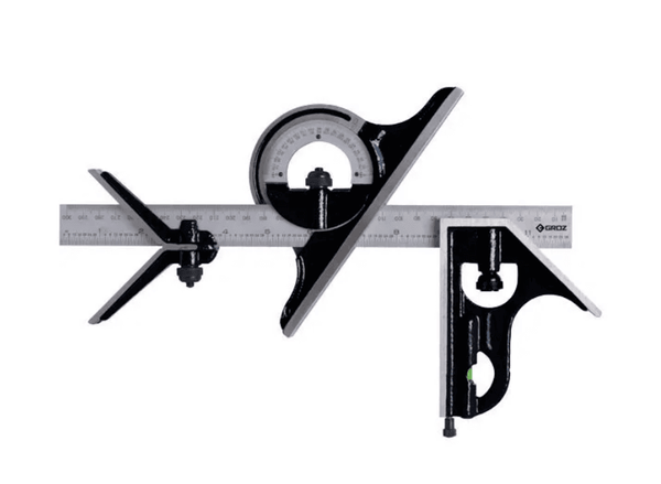 CSQ/12/4/ST GROZ COMBINATION SQUARE SET, 4 PCS SET, WITH 12/300MM BLADE LENGTH