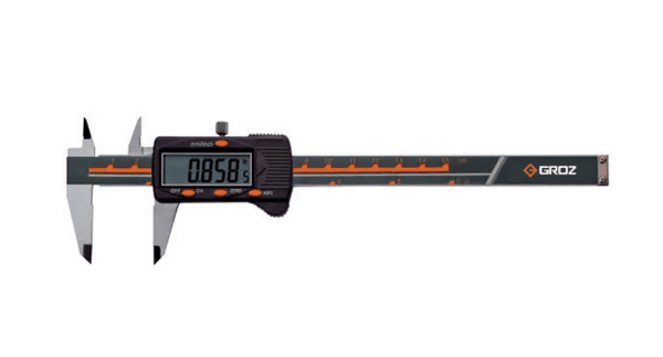 EDC/6 GROZ DIGITAL VERNIER CALIPER, 0-6/0-150MM, 0.0005/ 0.01MM, 4 BUTTONS, WITH THUMB WHEEL