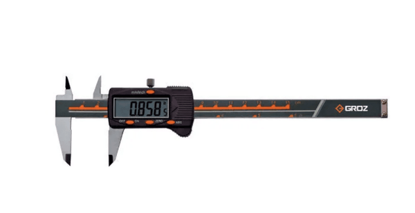 EDC/8 GROZ DIGITAL VERNIER CALIPER, 0-8/0-200MM, 0.0005/0.01MM,4 BUTTONS, WITH THUMB WHEEL