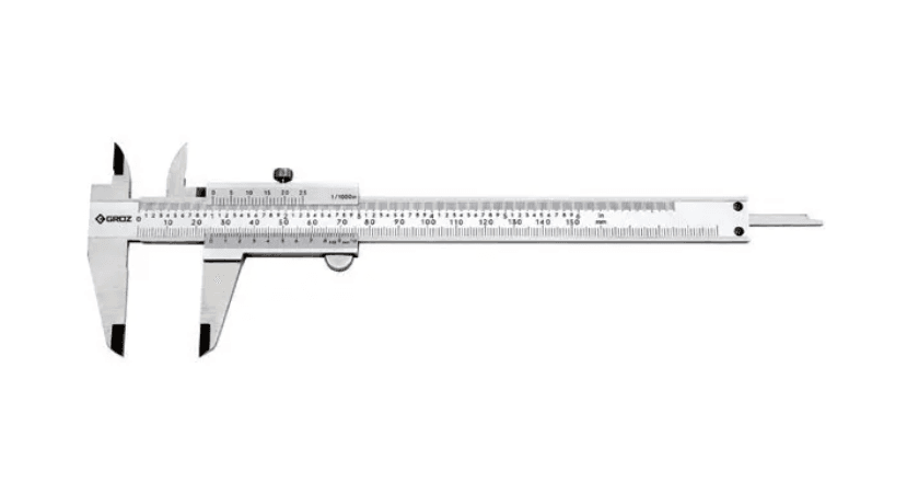 VNC/8 GROZ VERNIER CALIPER, 0-200MM/0-8, LOWER RESOLUTION: 0.02MM, UPPER RESOLUTION: .001, STAINLESS STEEL, UPPER LOCK, JAW LENGTH: 50MM