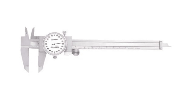 DLC/300 GROZ DIAL CALIPER, METRIC 0-300MM, 0.02MM, WHITE FACE, RANGE PER REVOLUTION:2MM, WITH THUMB WHEEL