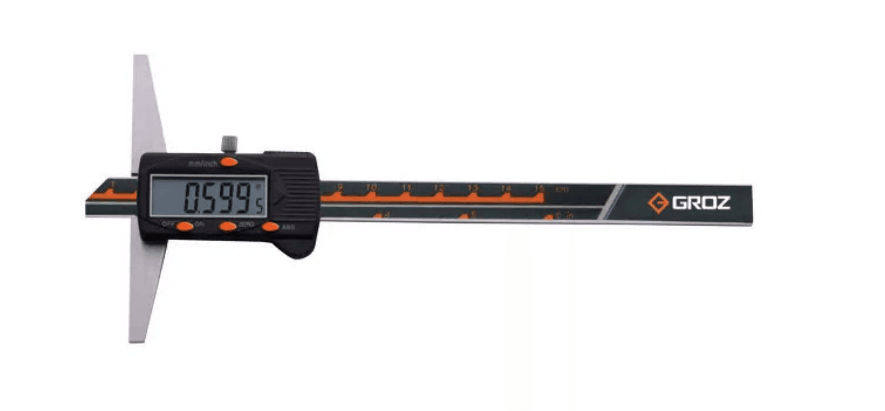 DDG/12 GROZ DIGITAL DEPTH GAUGE, WITHOUT HOOK, 0-12/0-300MM 0.0005/0.01MM, BASE DEPTH 4, FOUR BUTTONS
