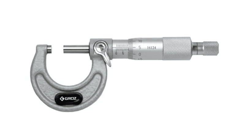 MM/1-2 GROZ OUTSIDE MICROMETER, 1-2, 0.0001, RATCHET STOP, PAINTED FRAME