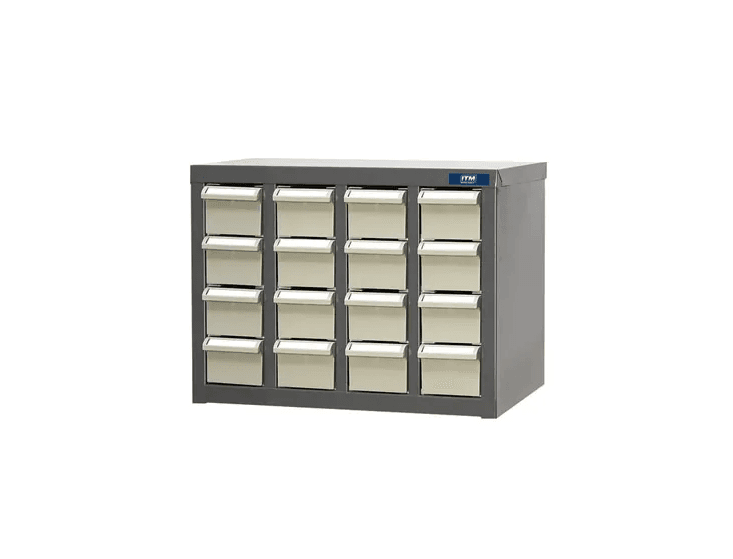 ITM PARTS CABINET, METAL, A8 16 DRAWERS 466W x 222D x 350H