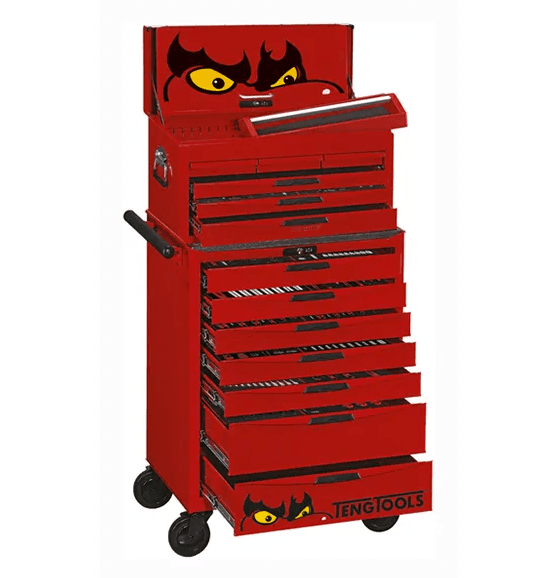 TENG 249PCE 26" 13 DRAWER STACK TOOL KIT, METRIC, EVA TRAYS, RED