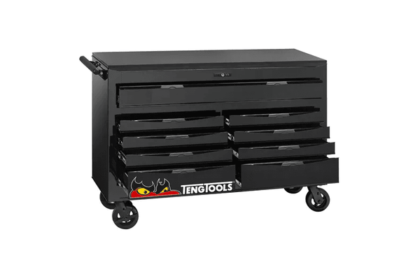 TENG 408PCE 53" 9 DRAWER ROLL CABINET TOOL KIT, METRIC & IMPERIAL, EVA TRAYS, BLACK