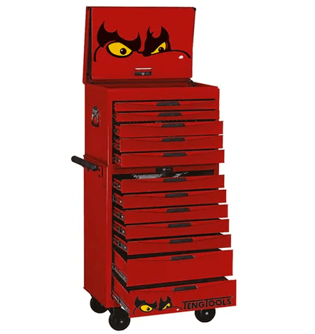 TENG 530PCE 26" 12 DRAWER STACK TOOL KIT, METRIC & IMPERIAL, EVA TRAYS, RED