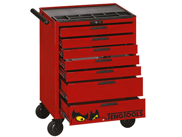 TENG 277PCE 26" 7 DRAWER ROLL CABINET TOOL KIT, METRIC, EVA TRAYS, RED