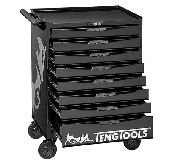 TENG 26" PRO ROLL CABINET, 8 DRAWERS, BLACK