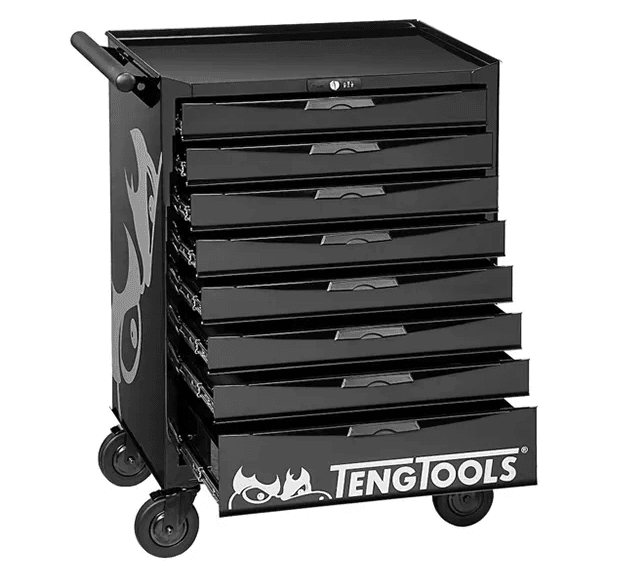 TENG 26" PRO ROLL CABINET, 8 DRAWERS, BLACK