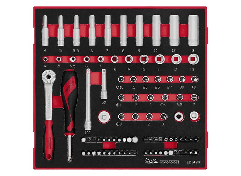 TENG 89PCE 1/4" DR. SOCKET & ACC SET 4-13MM - TED-TRAY