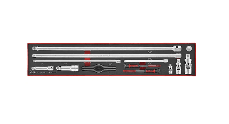 TENG 13PCE 1/4", 3/8" & 1/2" DR. EXT BAR & ACC SET-TEX-TRAY