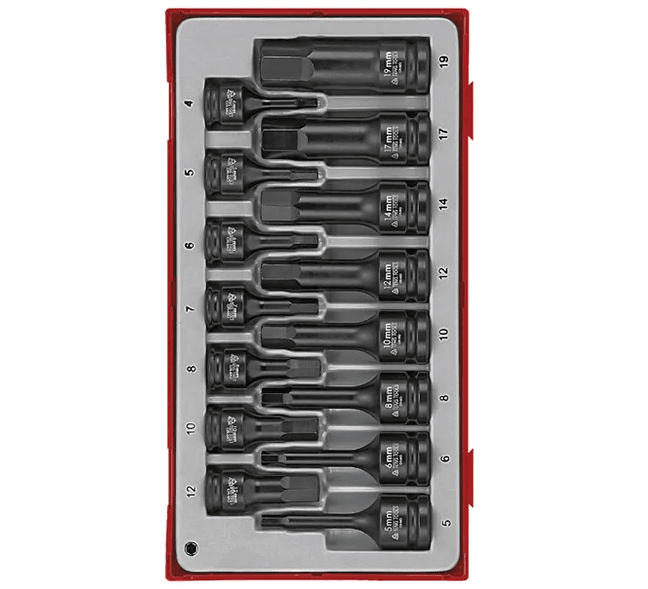 TENG 15PCE 3/8" &1/2" DR. MM HEX SOCKET SET - TC-TRAY