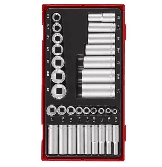 TENG 32PCE 1/4" & 3/8" DR. REG/DEEP AF SOCKET SET (12-PT) - TC-T