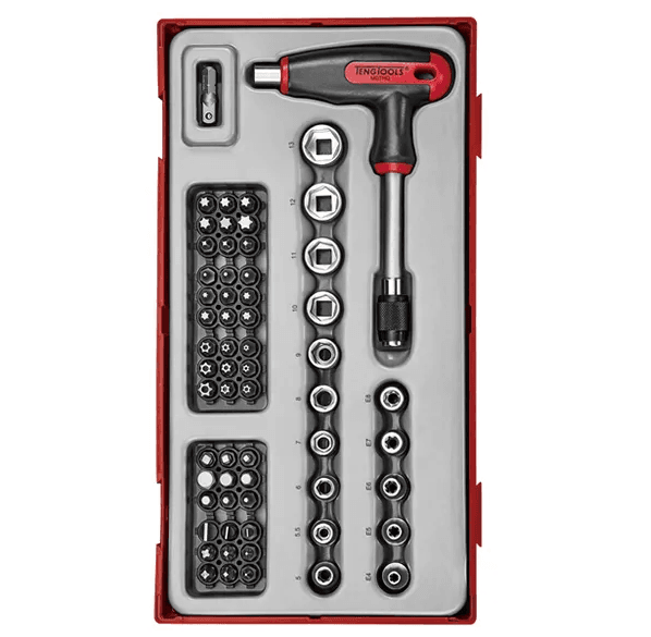 TENG 62PCE T-HANDLE SOCKET & BITS SET - TC-TRAY