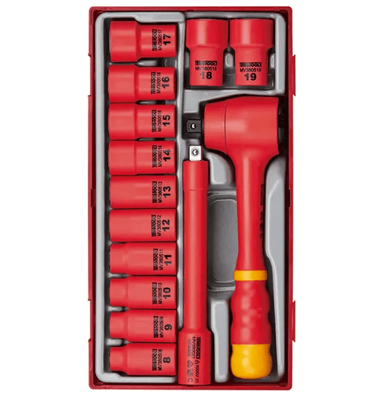 TENG 14PCE 1000V VDE 3/8" DR. INSULATED SOCKET SET - TC-TRAY