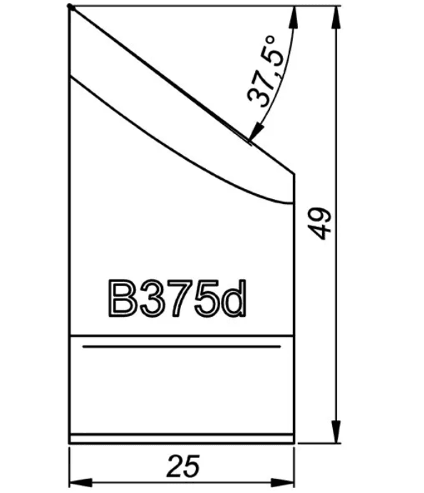 ITM EXTERNAL TOOL BIT, B375, 37.5 DEG X 49MM HIGH, TO SUIT PRO5PB BEVELLER