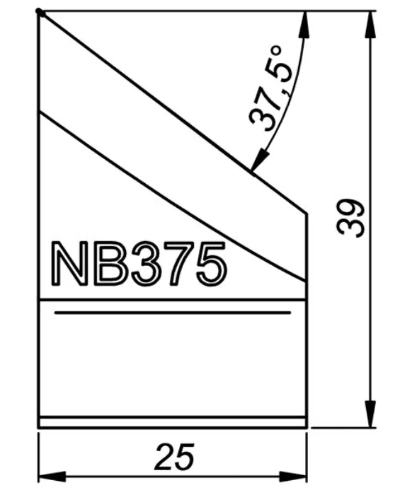 ITM EXTERNAL TOOL BIT,TiAIN COATED FOR STAINLESS STEEL, B375, 37.5 DEG X 39MM HIGH, TO SUIT PRO5PB BEVELLER