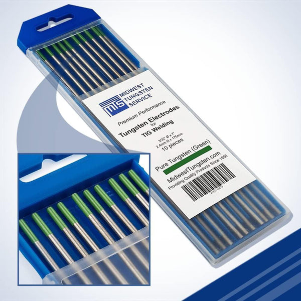 Tig Tungstens Pure (Green Tipped) 99.5% Tungsten