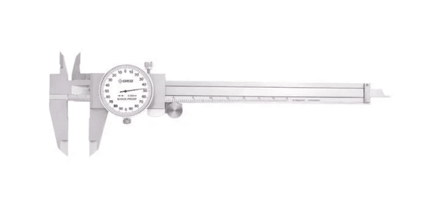 DLC/150 GROZ DIAL CALIPER, METRIC 0-150MM, 0.02MM, WHITE FACE, RANGE PER REVOLUTION:2MM, WITH THUMB WHEEL