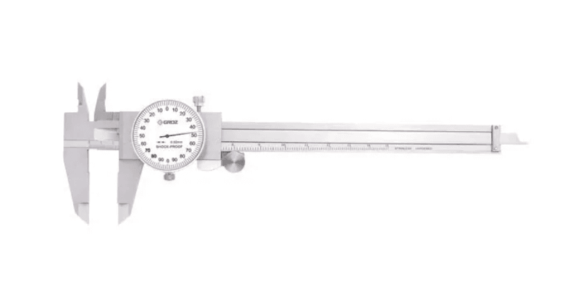 DLC/300 GROZ DIAL CALIPER, METRIC 0-300MM, 0.02MM, WHITE FACE, RANGE PER REVOLUTION:2MM, WITH THUMB WHEEL