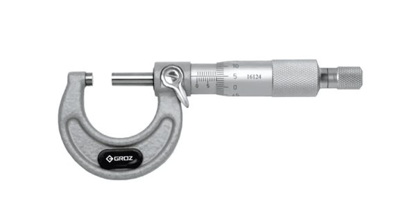 MM/0-1 GROZ OUTSIDE MICROMETER, 0-1, 0.0001, RATCHET STOP, PAINTED FRAME