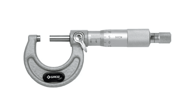 MM/1-2 GROZ OUTSIDE MICROMETER, 1-2, 0.0001, RATCHET STOP, PAINTED FRAME