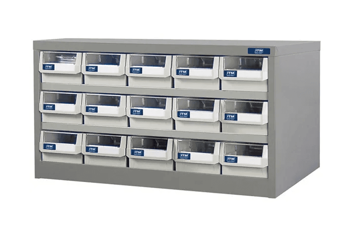 ITM PARTS CABINET, METAL HD 15 DRAWERS 880W x 400D x 440H