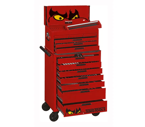 TENG 417PCE 26" 13 DRAWER STACK TOOL KIT, METRIC, EVA TRAYS, RED