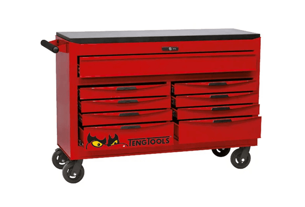 TENG 272PCE 53" 9 DRAWER ROLL CABINET TOOL KIT, METRIC & IMPERIAL, EVA TRAYS, RED