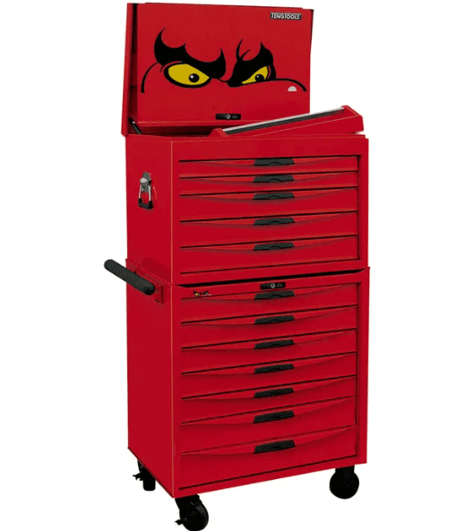 TENG 338PCE 26" 12 DRAWER STACK TOOL KIT, METRIC & IMPERIAL, EVA TRAYS, RED