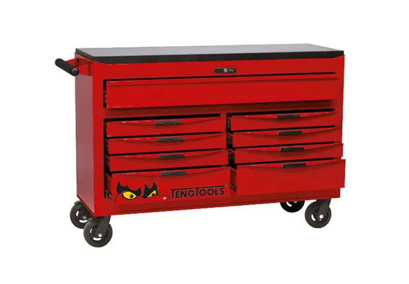 TENG 541PCE 53" 9 DRAWER ROLL CABINET TOOL KIT, METRIC & IMPERIAL, PS TRAYS, RED