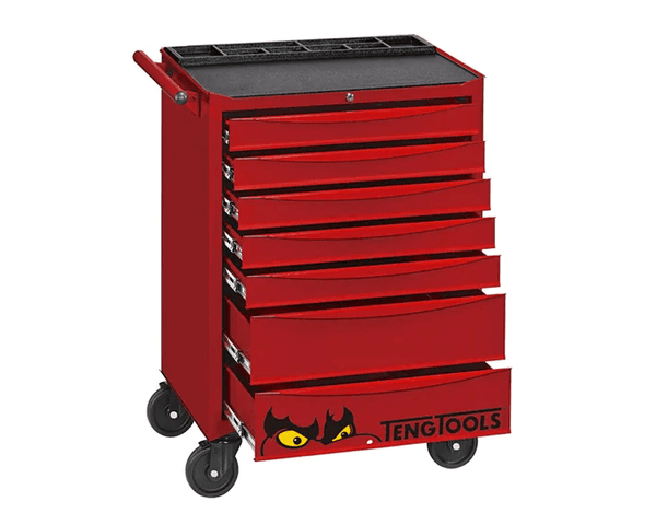 TENG 174PCE 26" 7 DRAWER ROLL CABINET TOOL KIT, METRIC, EVA TRAYS, RED
