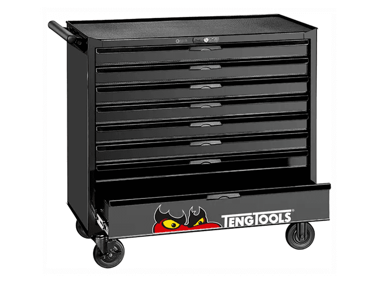 TENG 37" PRO ROLL CABINET, 8 DRAWERS, BLACK