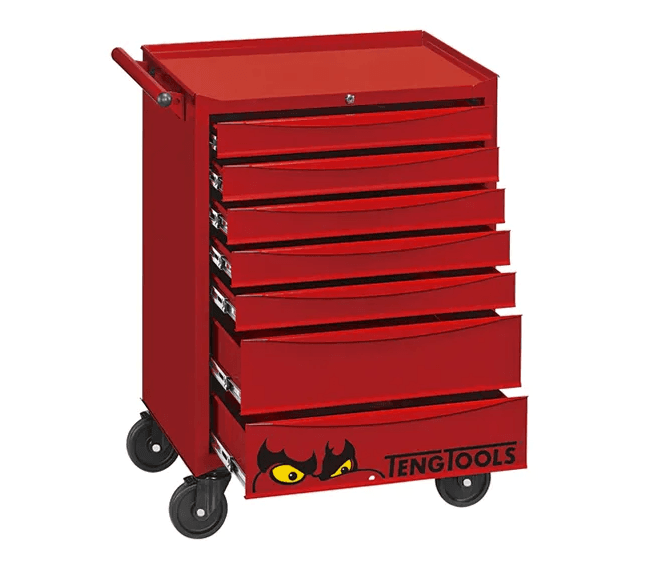 TENG 26" STD ROLL CABINET, 7 DRAWERS, RED