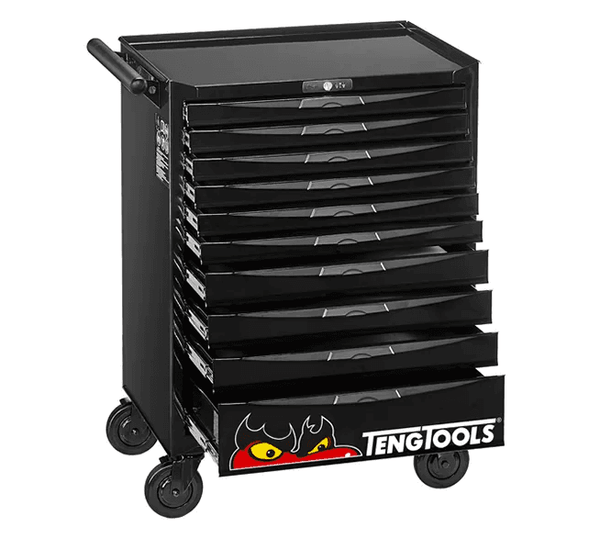 TENG 26" PRO ROLL CABINET, 10 DRAWERS, BLACK