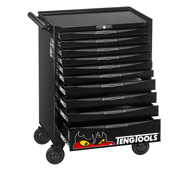TENG 26" PRO ROLL CABINET, 10 DRAWERS, BLACK