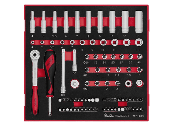 TENG 89PCE 1/4" DR. SOCKET & ACC SET 4-13MM - TED-TRAY