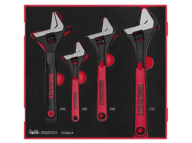 TENG 4PCE ADJUSTABLE WRENCH SET - TED-TRAY