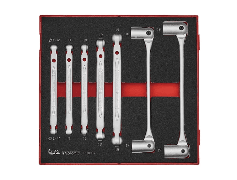 TENG 7PCE DOUBLE FLEX WRENCH SET - TED-TRAY