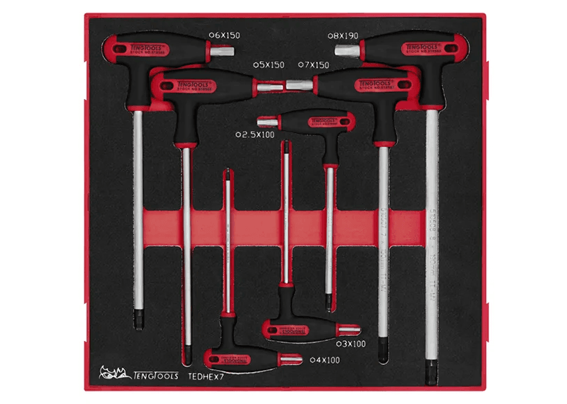 TENG 7PCE T-HANDLE HEX SET 2.5-8MM - TED-TRAY