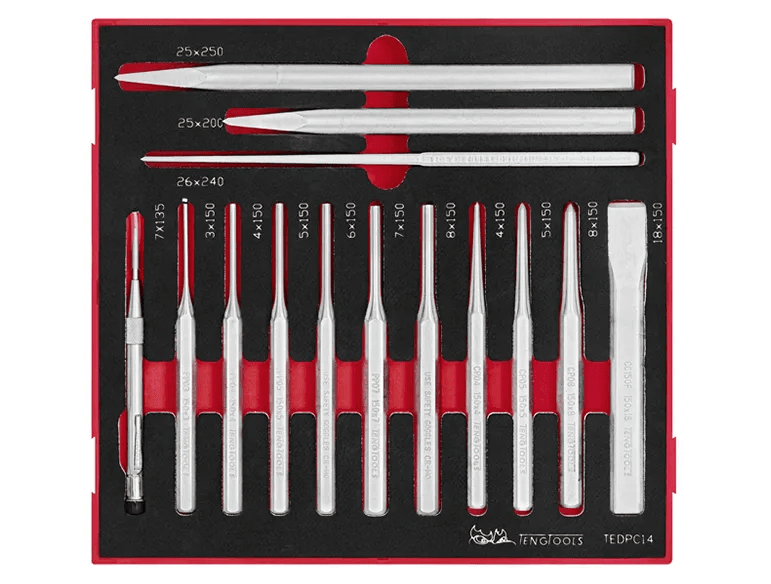 TENG 14PCE P PUNCH & CHISEL SET - TED-TRAY