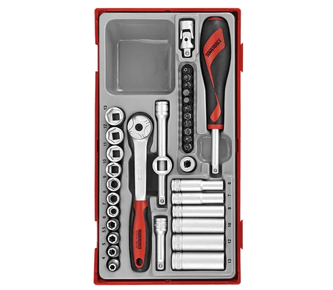 TENG 35PCE 1/4" DR. SOCKET & ACC SET 4-13MM - TC-TRAY