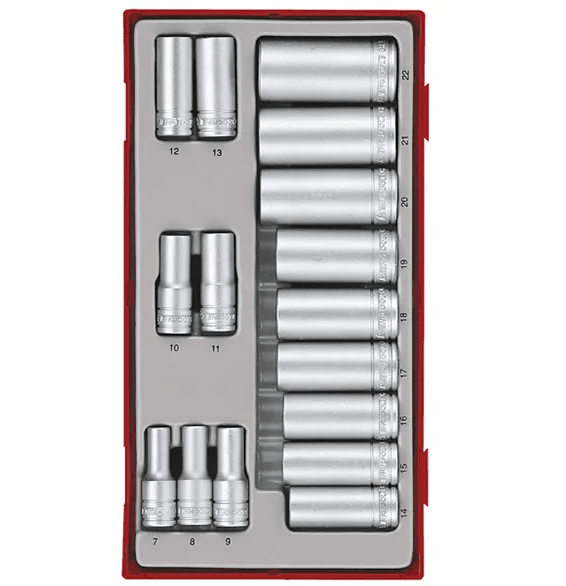 TENG 16PCE 3/8" DR. DEEP SOCKET SET 7-22MM - TC-TRAY