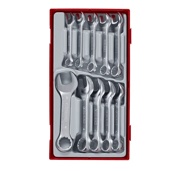 TENG 10PCE STUBBY COMBINATION SPANNER SET 10-19MM - TC-TRAY