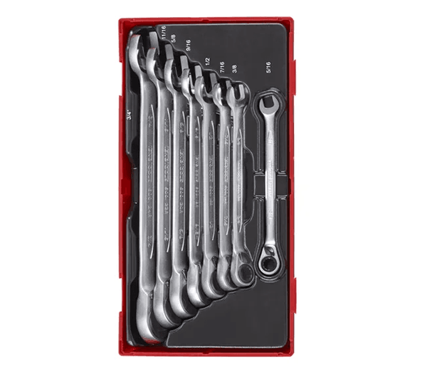 TENG 8PCE REVERSIBLE RATCHET AF COMBINATION SPANNER SET - TC-TRAY