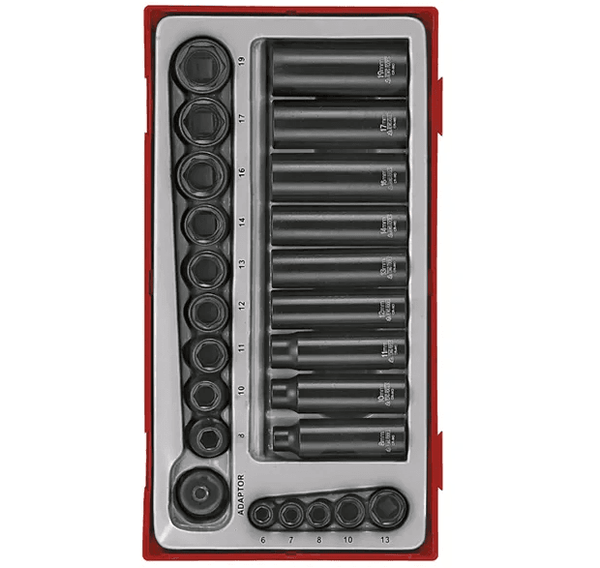 TENG 24PCE 1/4" & 3/8" DR. IMP SOCKET SET - TC-TRAY